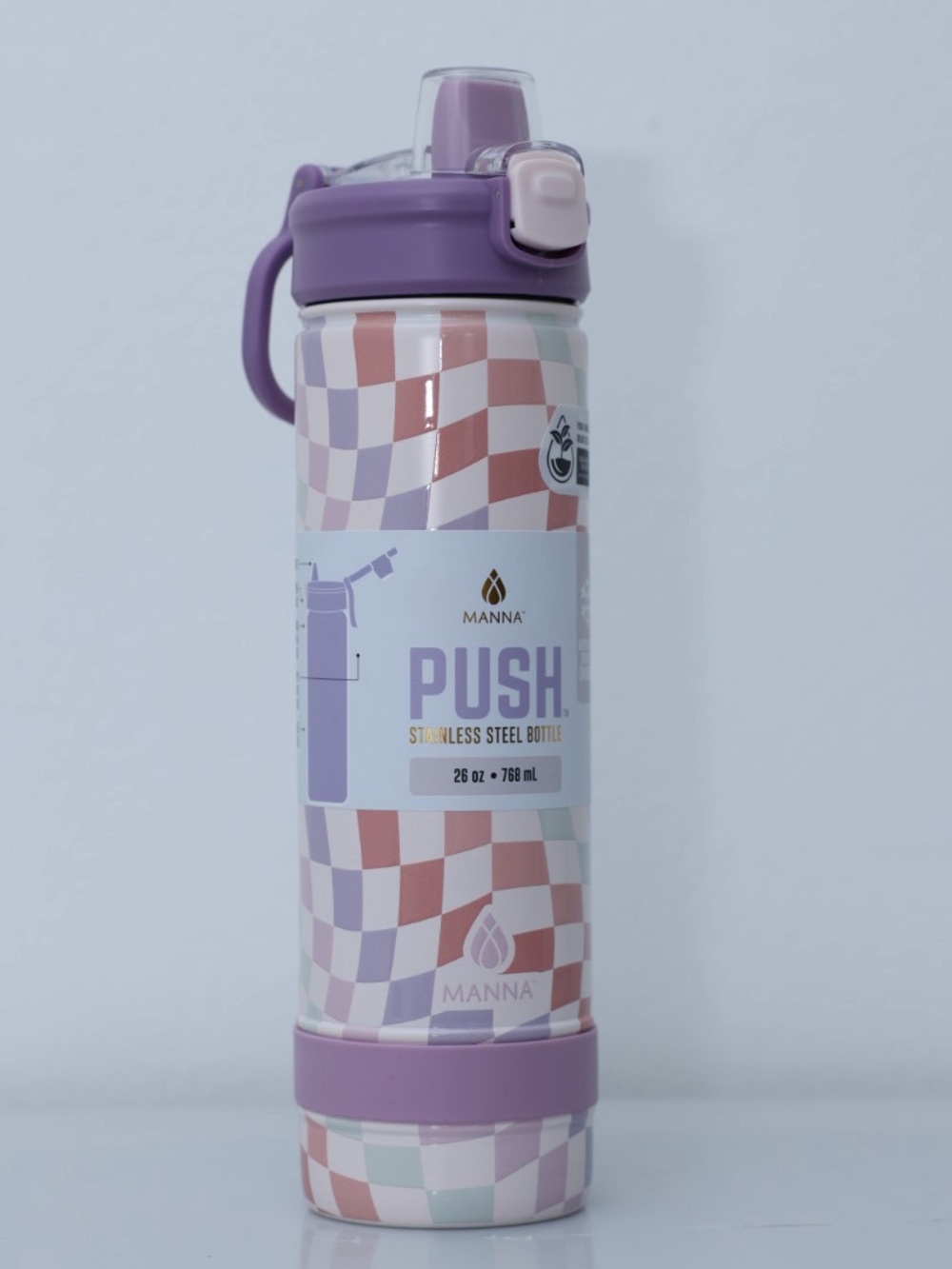 Manna Lavender Checker Stainless Steel Bottle